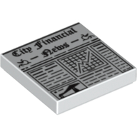 Visuel indicatif Rebrickable de Tuile 2 x 2 avec motif imprimé Journal 'City Financial News' (Tile 2 x 2 with Newspaper 'City Financial News' Print)