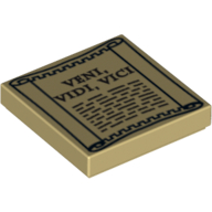Visuel indicatif Rebrickable de Tuile 2 x 2 avec 'VENI, VIDI, VICI' sur rouleau motif imprimé (Tile 2 x 2 with 'VENI, VIDI, VICI' on Scroll Print)