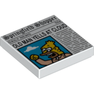 Visuel indicatif Rebrickable de Tuile 2 x 2 avec motif imprimé Journal 'Springfield Shopper' (Tile 2 x 2 with Newspaper 'Springfield Shopper' Print)