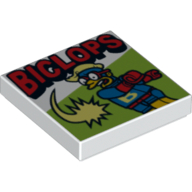 Visuel indicatif Rebrickable de Tuile 2 x 2 avec motif imprimé rouge 'BICLOPS' (Tile 2 x 2 with Red 'BICLOPS' Print)