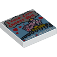 Visuel indicatif Rebrickable de Tuile 2 x 2 avec 'I CHOO- CHOO- CHOOSE YOU', 'HAPPY VALENTINES' et motif imprimé Train (Tile 2 x 2 with 'I CHOO- CHOO- CHOOSE YOU', 'HAPPY VALENTINES' and Train Print)