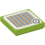 Visuel indicatif Rebrickable de Tuile 2 x 2 avec bulle de parole et code à barres motif imprimé (autocollant) (Tile 2 x 2 with Speech Bubble and Barcode Print (Sticker))