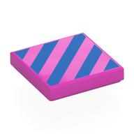 Visuel indicatif Rebrickable de Tuile 2 x 2 avec motif imprimé de rayures diagonales bleu foncé (Tile 2 x 2 with Dark Blue Diagonal Stripes Print)