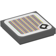 Visuel indicatif Rebrickable de Tuile 2 x 2 avec tv et code à barres motif imprimé (autocollant) (Tile 2 x 2 with TV and Barcode Print (Sticker))