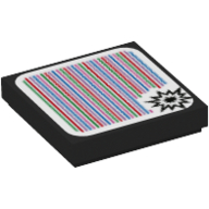 Tuile 2 x 2 avec motif imprimé explosion et code-barres (autocollant) (Tile 2 x 2 with Explosion and Barcode Print (Sticker))