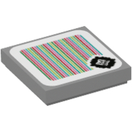 Tuile 2 x 2 avec motif imprimé thwomp et code-barres (autocollant) (Tile 2 x 2 with Thwomp and Barcode Print (Sticker))