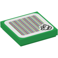 Tuile 2 x 2 avec motif imprimé Bowser et code à barres (autocollant) (Tile 2 x 2 with Bowser and Barcode Print (Sticker))
