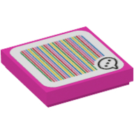 Visuel indicatif Rebrickable de Tuile 2 x 2 avec bulle de parole et code à barres motif imprimé (autocollant) (Tile 2 x 2 with Speech Bubble and Barcode Print (Sticker))