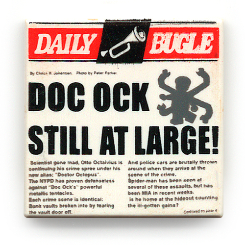 Visuel indicatif Rebrickable de Tuile 2 x 2 avec journal quotidien bugle motif imprimé (Tile 2 x 2 with Newspaper Daily Bugle Print)