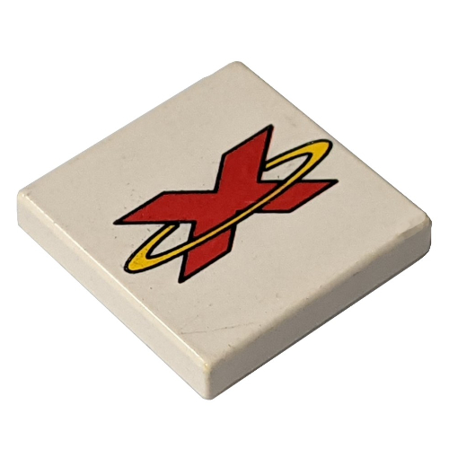 Visuel indicatif Rebrickable de Carreau 2 x 2 avec rouge x, extrême équipe motif imprimé (Tile 2 x 2 with Red X, Extreme Team Print)