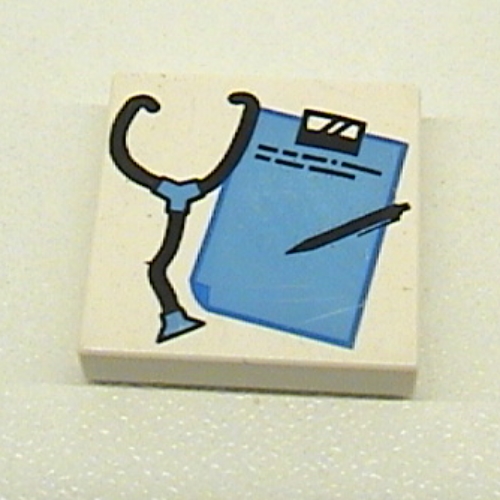 Visuel indicatif Rebrickable de Tuile 2 x 2 avec stéthoscope et presse-papiers (Tile 2 x 2 with Stethoscope and Clipboard Print)