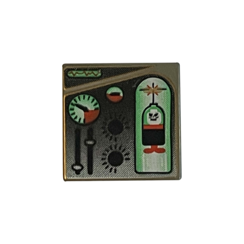 Visuel indicatif Rebrickable de Tuile 2 x 2 avec orbe ogel vert et rouge et calibres motif imprimé (Tile 2 x 2 with Green and Red Ogel Orb and Gauges Print)