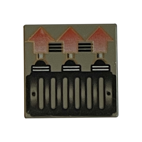Visuel indicatif Rebrickable de Tuile 2 x 2 avec motif imprimé 3 flèches rouges (Tile 2 x 2 with 3 Red Arrows Print)