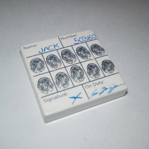 Visuel indicatif Rebrickable de Tuile 2 x 2 avec empreinte digitale fichier jack motif imprimé (Tile 2 x 2 with Fingerprints File Jack Print)