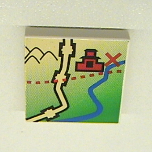 Visuel indicatif Rebrickable de Tuile 2 x 2 avec le motif imprimé de carte Orient Chine (Tile 2 x 2 with Map Orient China Print)