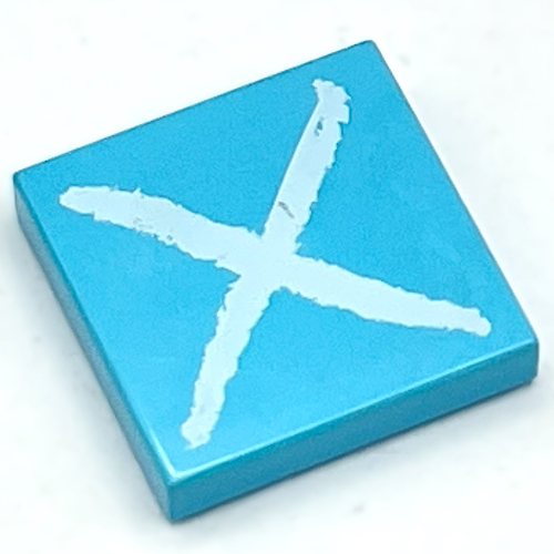 Visuel indicatif Rebrickable de Tuile 2 x 2 avec motif imprimé blanc 'X' (Tile 2 x 2 with White 'X' Print)