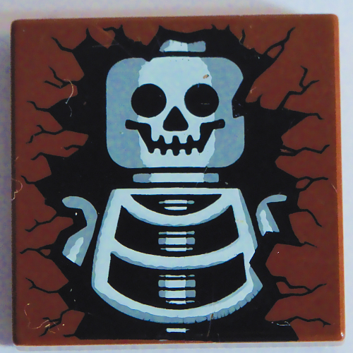Visuel indicatif Rebrickable de Tuile 2 x 2 avec tête de squelette et motif imprimé torse (Tile 2 x 2 with Skeleton Head and Torso Print)
