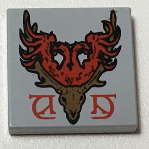 Visuel indicatif Rebrickable de Tuile 2 x 2 avec blason Durmstrang cerf motif imprimé (Tile 2 x 2 with Coat of Arms Durmstrang Stag Print)