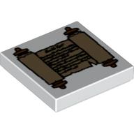 Visuel indicatif Rebrickable de Tuile 2 x 2 avec rouleau [deux broches] motif imprimé (Tile 2 x 2 with Scroll [Two Spindles] Print)