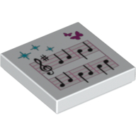 Visuel indicatif Rebrickable de Tuile 2 x 2 avec motif imprimé partition musicale (Tile 2 x 2 with Musical Score Print)