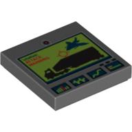 Visuel indicatif Rebrickable de Tuile 2 x 2 avec motif de jet attaquant un camion et écran 'ATTACK WARNING' (Tile 2 x 2 with Jet Attacking Truck and 'ATTACK WARNING' Screen Print)