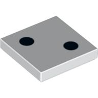 Visuel indicatif Rebrickable de Tuile 2 x 2 avec motif imprimé 2 points noirs (Tile 2 x 2 with 2 Black Dots Print)