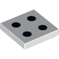 Visuel indicatif Rebrickable de Tuile 2 x 2 avec motif imprimé 4 points noirs (Tile 2 x 2 with 4 Black Dots Print)