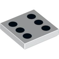 Visuel indicatif Rebrickable de Tuile 2 x 2 avec 6 points noirs motif imprimé (Tile 2 x 2 with 6 Black Dots Print)