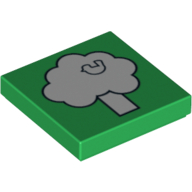 Visuel indicatif Rebrickable de Tuile 2 x 2 avec arbre blanc avec motif imprimé oiseau (Tile 2 x 2 with White Tree with Bird Print)