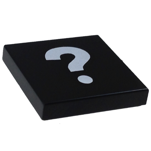 Visuel indicatif Rebrickable de Tuile 2 x 2 avec motif imprimé point d'interrogation blanc (Tile 2 x 2 with White Question Mark Print)