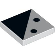 Visuel indicatif Rebrickable de Tuile 2 x 2 avec 2 points noirs et motif imprimé Triangle noir (Tile 2 x 2 with 2 Black Dots and Black Triangle Print)