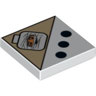 Visuel indicatif Rebrickable de Tuile 2 x 2 avec 3 points noirs et motif imprimé tête de maman (Tile 2 x 2 with 3 Black Dots and Mummy Head Print)