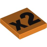 Visuel indicatif Rebrickable de Tuile 2 x 2 avec motif imprimé noir 'x2' (Tile 2 x 2 with Black 'x2' Print)