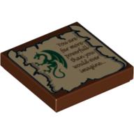 Visuel indicatif Rebrickable de Tuile 2 x 2 avec dragon et parchemin avec 'You are far more powerfull than you would ever imagine...' motif imprimé (Tile 2 x 2 with Dragon and Scroll with 'You are far more powerfull than you would ever imagine...' Print)