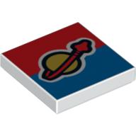 Visuel indicatif Rebrickable de Tuile 2 x 2 avec le logo de l'espace classique sur le fond rouge et bleu (Tile 2 x 2 with Classic Space Logo on Red and Blue Background Print)