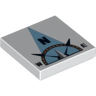 Visuel indicatif Rebrickable de Tuile 2 x 2 avec boussole nord 'N' en bleu clair pointeur motif imprimé (Tile 2 x 2 with Compass North 'N' in Light Blue Pointer Print)