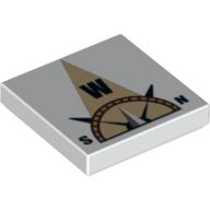 Visuel indicatif Rebrickable de Tuile 2 x 2 avec compas west 'W' en feu pointeur motif imprimé (Tile 2 x 2 with Compass West 'W' in Tan Pointer Print)
