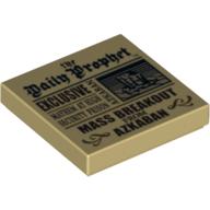 Visuel indicatif Rebrickable de Tuile 2 x 2 avec journal 'Daily Prophet' 'Mass Breakout from Azkaban' motif imprimé (Tile 2 x 2 with Newspaper 'Daily Prophet' 'Mass Breakout from Azkaban' Print)