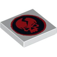 Visuel indicatif Rebrickable de Tuile 2 x 2 avec crâne rouge en motif imprimé cercle noir (Tile 2 x 2 with Red Skull in Black Circle Print)