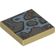 Visuel indicatif Rebrickable de Tuile 2 x 2 avec carte grotte, arbre, maison, cascade motif imprimé (Tile 2 x 2 with Map Cave, Tree, House, Waterfall Print)