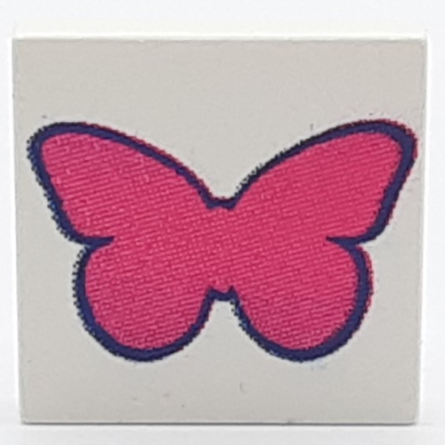 Visuel indicatif Rebrickable de Tuile 2 x 2 avec motif imprimé Papillon Rose Foncé (Tile 2 x 2 with Dark Pink Butterfly Print)