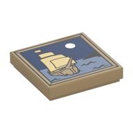 Visuel indicatif Rebrickable de Tuile 2 x 2 avec bateau à voile et motif imprimé Lune (Tile 2 x 2 with Sailing Ship and Moon Print)