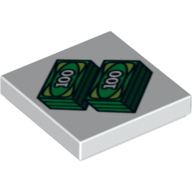 Visuel indicatif Rebrickable de Tuile 2 x 2 avec 2 piles de '100' Billets motif imprimé (Tile 2 x 2 with 2 Stacks of '100' Banknotes Print)