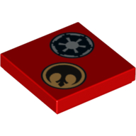 Visuel indicatif Rebrickable de Tuile 2 x 2 avec sw logo impérial et rebelle motif imprimé (Tile 2 x 2 with SW Imperial and Rebel Logo Print)