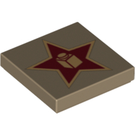 Visuel indicatif Rebrickable de Tuile 2 x 2 avec Étoile d'or avec brique en imprimé central (Tile 2 x 2 with Gold Star with Brick in Center Print)