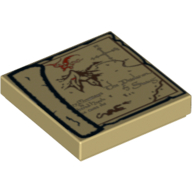 Visuel indicatif Rebrickable de Tuile 2 x 2 avec carte de montagne solitaire imprimé (Tile 2 x 2 with Map of Lonely Mountain Print)