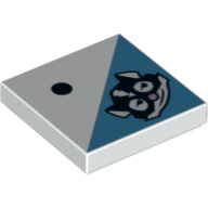 Visuel indicatif Rebrickable de Tuile 2 x 2 avec 1 point noir et motif imprimé tête de mouffette (Tile 2 x 2 with 1 Black Dot and Skunk Head Print)