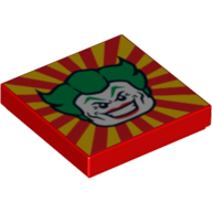 Visuel indicatif Rebrickable de Tuile 2 x 2 avec visage de Joker sur motif imprimé éclat jaune (Tile 2 x 2 with Joker Face on Yellow Burst Print)