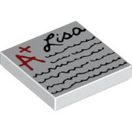 Visuel indicatif Rebrickable de Tuile 2 x 2 avec motif imprimé 'A+ Lisa' (Tile 2 x 2 with 'A+ Lisa' Homework Print)
