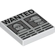 Visuel indicatif Rebrickable de Tuile 2 x 2 avec mugshots 'WANTED' devant et sur le côté poster imprimé (Tile 2 x 2 with 'WANTED' Minifig Front and Side Mugshots Poster Print)